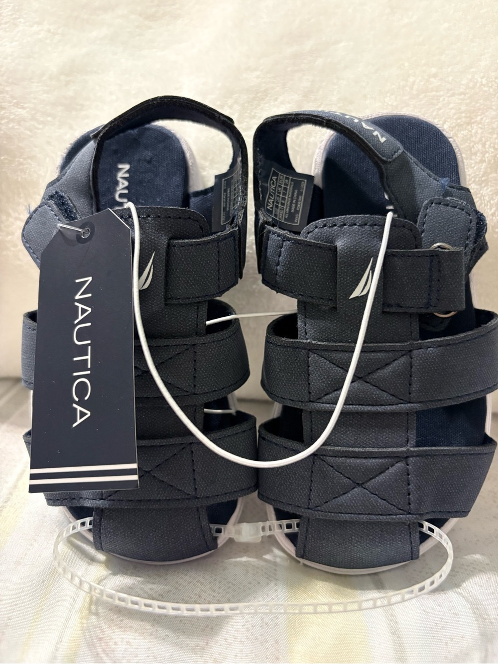 Nautica Navy Canvas Hook-and-Loop Fisherman Sandals